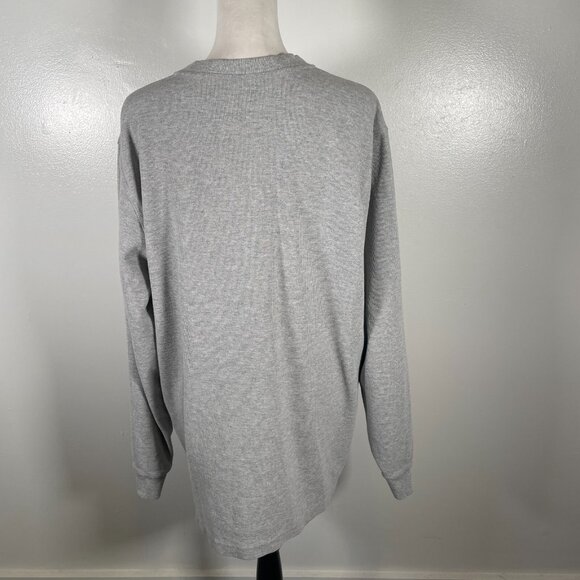 L.L. Bean Thermal Shirt Men's LT Gray Waffle Knit Traditional Fit Henley Neck - Picture 9 of 15